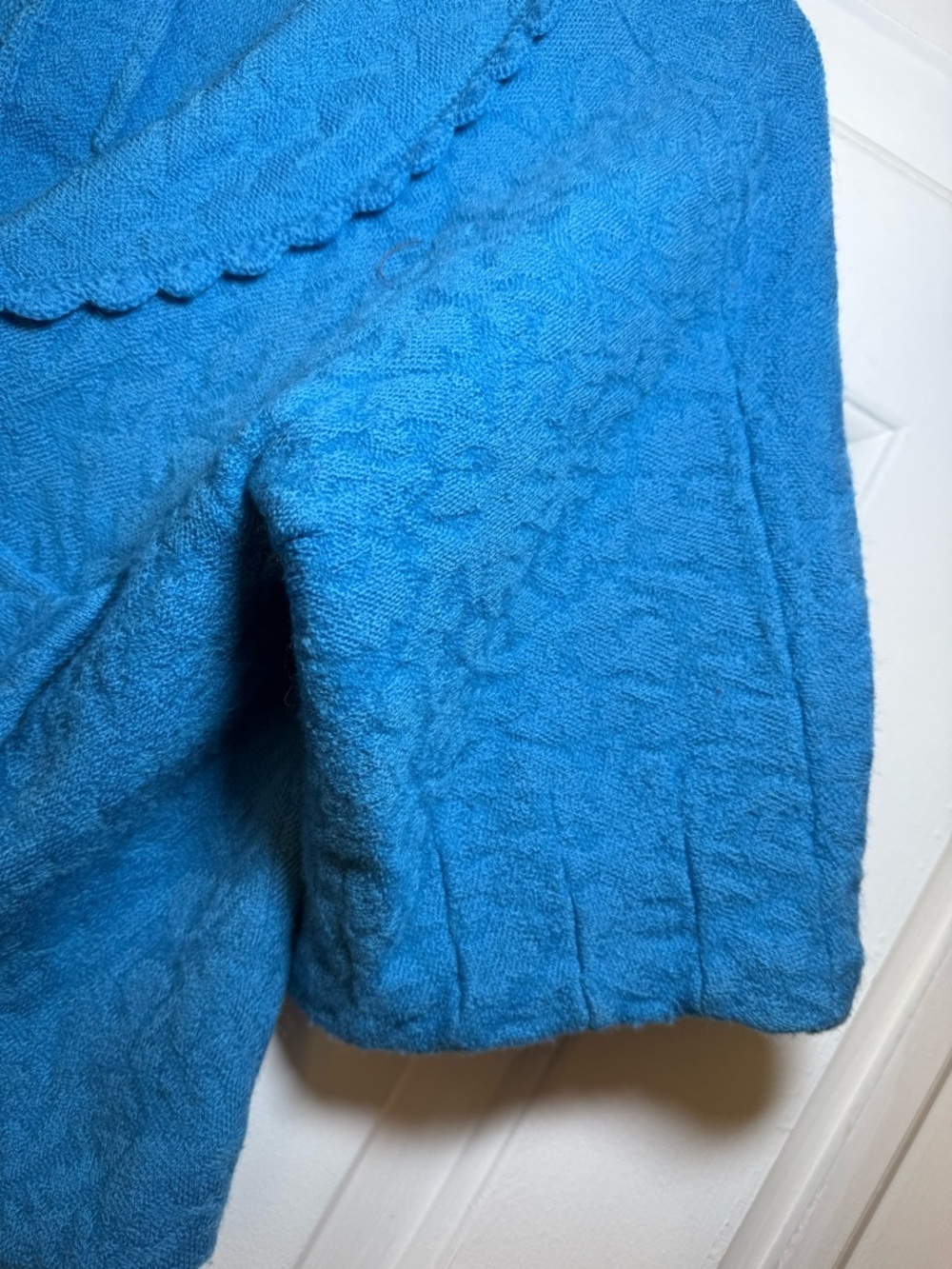 Anthropologie Leifsdóttir Cropped Blue LARGE Cardigan Shrug Bow Wool Preppy - Picture 4 of 8